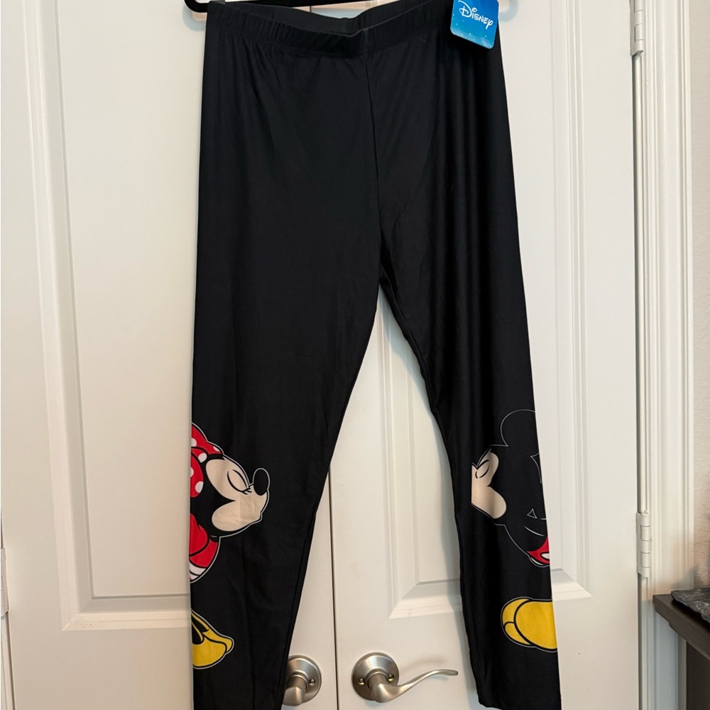 Disney Black Leggings with Minnie and Mickey Design